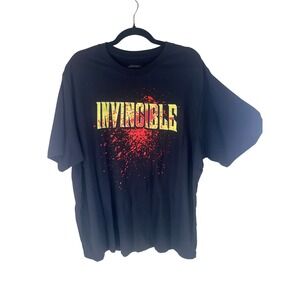 Invincible Two Sided Graphic T-Shirt Men's 2XL Black Splatter Print NWOT Unisex
